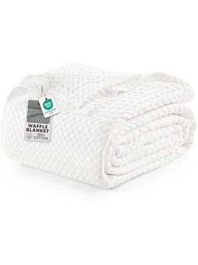 Cotton Waffle Weave Blanket Lightweight Breathable Bed Throw Soft Cozy